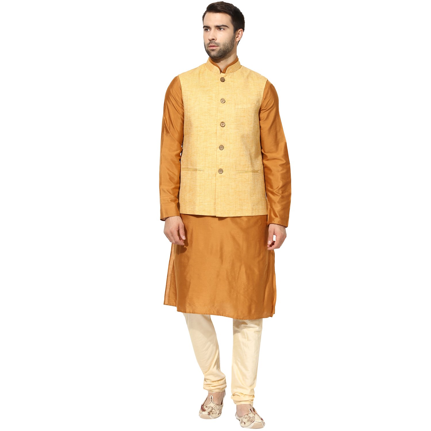 kisah brocade cotton silkself designwaistcoat for for men's