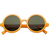 zeroUV Trendy Round Retro Sunglasses for Women, UV400 Vintage Horn Rimmed Neutral-Colored Lens 52mm (MatteOrange/Green)