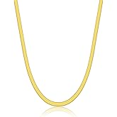 SILBERTALE Herringbone Necklace 925 Sterling Silver 3mm 14K White Gold Plated Snake Chain Necklace for Women Men