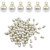 100Pcs 6mm Pearl Charms Pendants Faux Pearl Beads Charms for Jewelry Making Earrings Bracelets Handmade Crafts DIY
