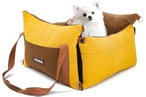 Premium Dog Car Seat for Small & Medium Pet Under 30lbs, Portable Car Travel Carrier Bed for Front & Back Seat, Detachable an