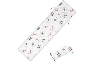 Incycall Mahjong Tile Bag Canvas Drawstring Storage for Racks and Pushers, Dice Pocket, Printed Mahjong Bag, Durable Mahjong 