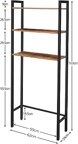 HOOBRO Over Toilet Storage Unit 3-Tier Bathroom Shelves Rustic Brown EBF41TS01 view 3