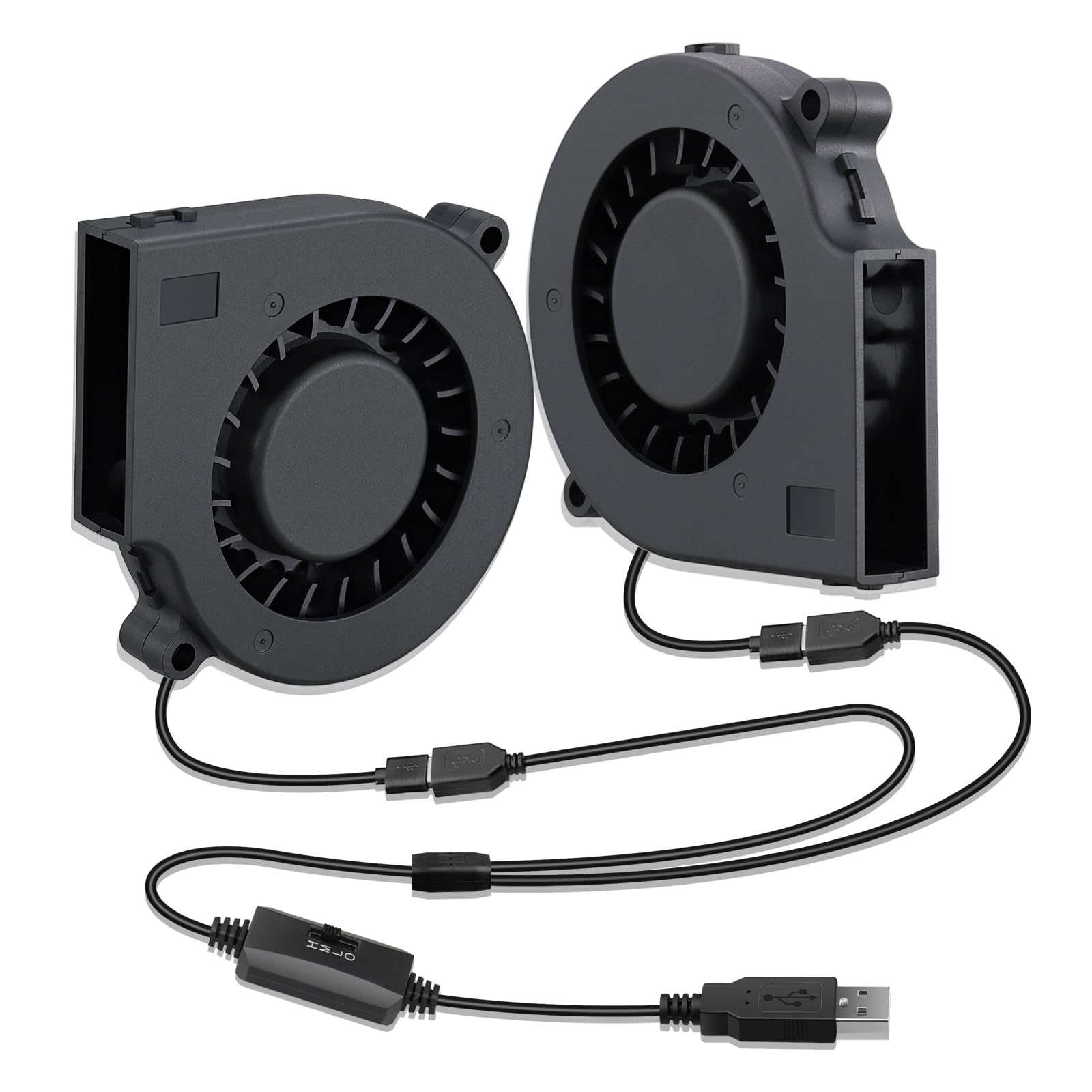 GDSTIME USB 75mm Blower Fan 75 x 15mm Radial Fan 75mm Turbo Case Cooler 7515 5V Centrifugal Turbine Cooling For Exhaust Ventilation Replacement