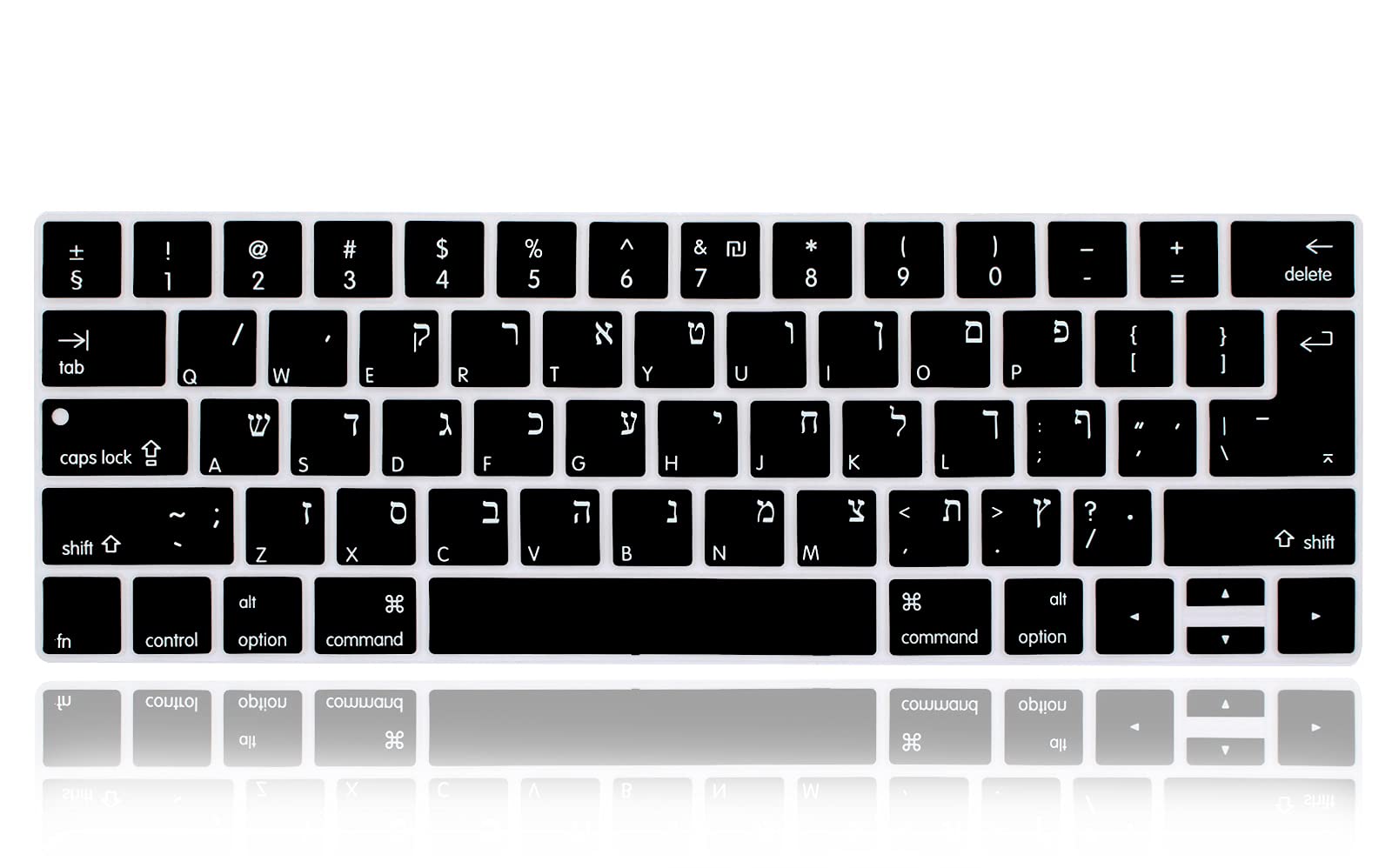 XHLWZR Hebrew Language Silicone Gel Keyboard Cover Skin Protector for MacBook Pro with Touch Bar 13-inch 15-inch (A2159,A1989,A1990,A1706,A1707)(2019 2018 2017 2016) US and EU Layout Protective Skin