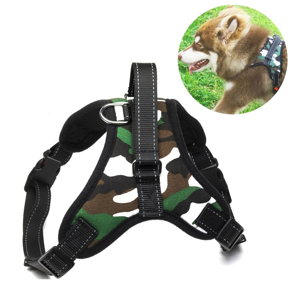 No Pull Dog Harness Vest - Menyda Adjustable Reflective Dog Harness With Handle (S-Camouflage)