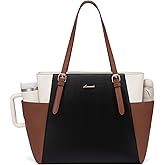LOVEVOOK Laptop Tote Bag for Women With Large Cup Holder, Leather Work Tote Bag for Women,15.6 Inch Professional Computer Briefcase Business Teacher Commuter Shoulder Bag,Office Travel Gift