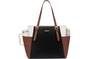 LOVEVOOK Laptop Tote Bag for Women With Large Cup Holder, Leather Work Tote Bag for Women,15.6 Inch Professional Computer Briefcase Business Teacher Commuter Shoulder Bag,Office Travel Gift