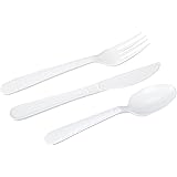 Amazon Basics Heavy-Weight Plastic Individually Wrapped Cutlery Kits, White, 500-Count