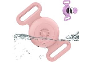 TYANUZZ Waterproof Airtag Dog Collar Holder Compatible with Apple AirTag, Silicone Waterproof Air Tag Case for Dog Collar, Anti-Lost AirTag Holder for Pet Cat Dog GPS Tracker (Pink)