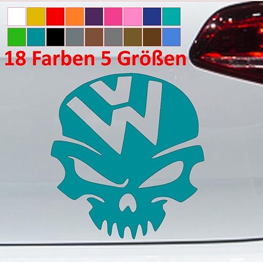Generic Vw Aufkleber Totenschadel Gti Tuning Aufkleber Sticker Skin 18 Farben 5 Grossen Amazon De Kuche Haushalt