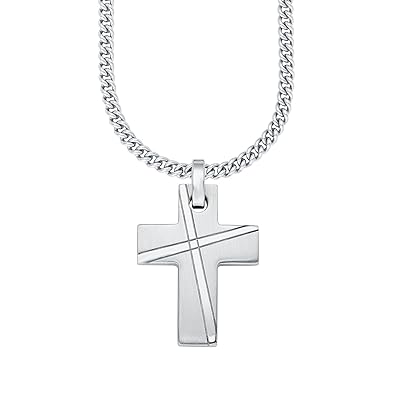 s.Oliver Herren-Kette Edelstahl Kreuz-Anhänger 47+3 cm