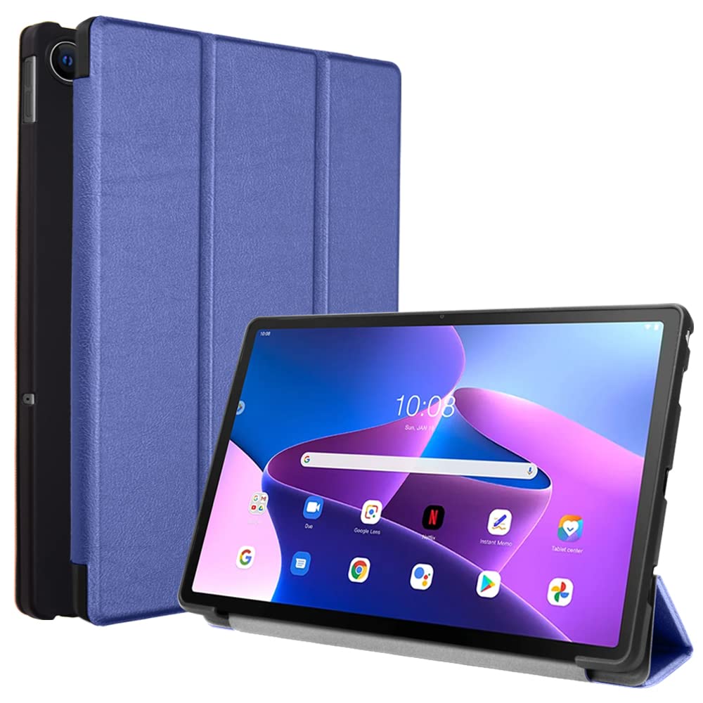 TECHGEAR Smart Case for Lenovo Tab M10 Plus 3rd Gen 2022 (10.6") TB125 / TB128 PU Leather Slim Smart Case Stand Cover with Corner Protection [Auto Wake/Sleep] Soft TPU Holder - Blue