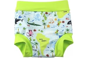 BABYPREG Leideur Baby Swim Nappies for Kids Cover Diaper High-Waisted Swimming Shorts (3-5 Years, Green)