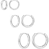14K Gold Small Huggie Hoop Earrings for Women 925 Sterling Silver Hypoallergenic Cartilage Huggie Hoops Earrings for Men（3 Pairs）