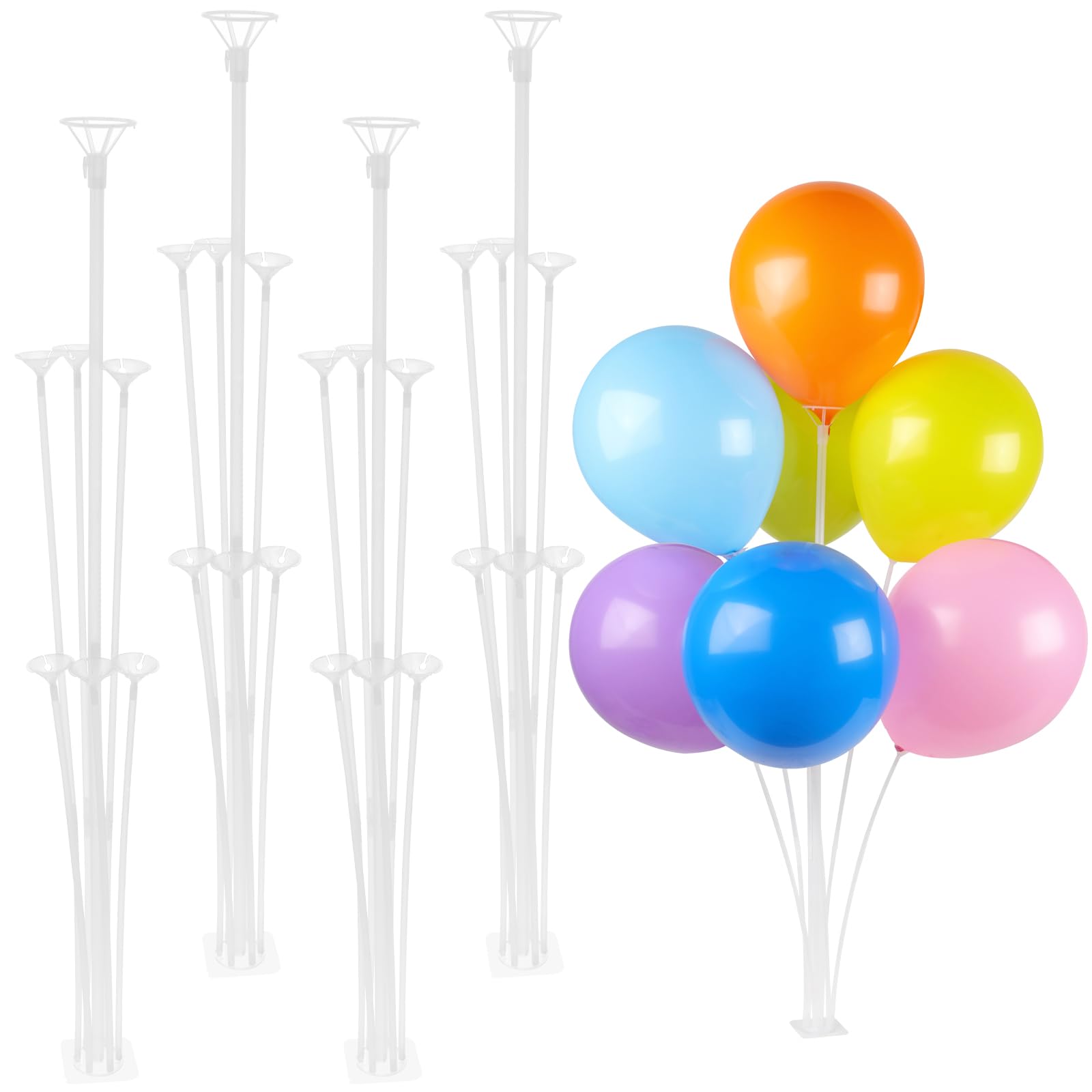 Photo 1 of Balloon Stand Kit (4 Sets) - Durable Balloon Sticks with a Sticky, Stable Base for Tabletop Decorations, Perfect for Weddings, Birthdays, Baby Showers, and Graduation Parties.