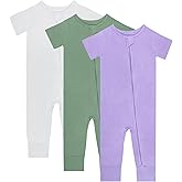 Gaiibbt Baby Pajamas Summer Short Sleeve 2 Way Zipper Footless Rompers 0-24 Months