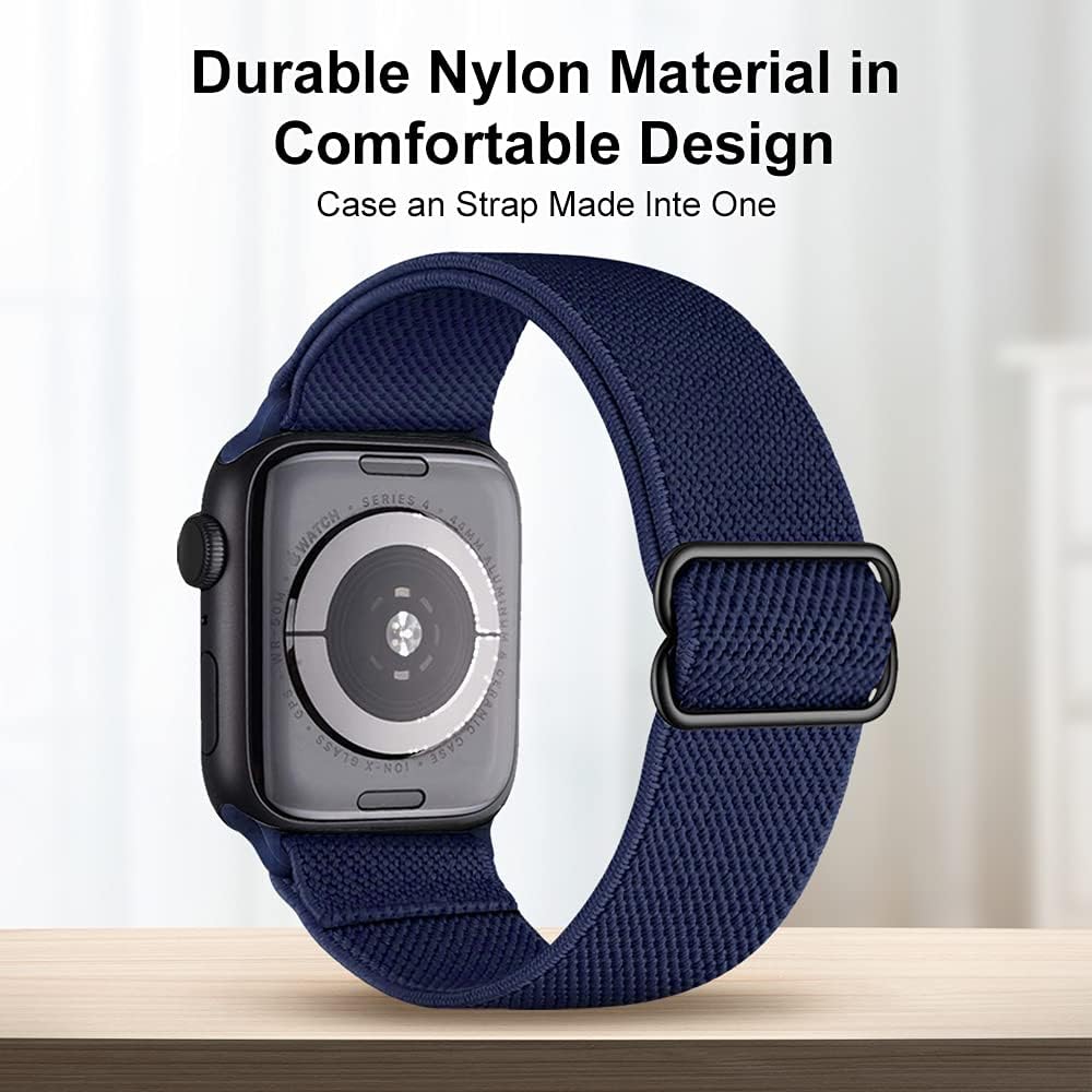 DoloSun Stretchy Nylon Solo Loop Bands Compatible with Apple Watch 38mm 40mm, Adjustable Stretch Braided Sport Elastics Women Men Strap for iWatch Series 6/5/4/3/2/1 SE (Black-42/44MM): Clothing