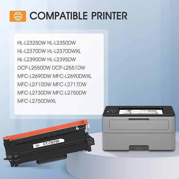 TN760 TONER FOR BROTHER PRINTER TN730: COMPATIBLE FOR BROTHER TN-730/TN-760 TN 760 TN-760 730 MFC-L2710DW DCP-L2550DW HL-L2395DW MFC-L2750DW TN-730 HL-L2350DW HL-L2370DW HL-L2390DW BLACK CARTRIDGE