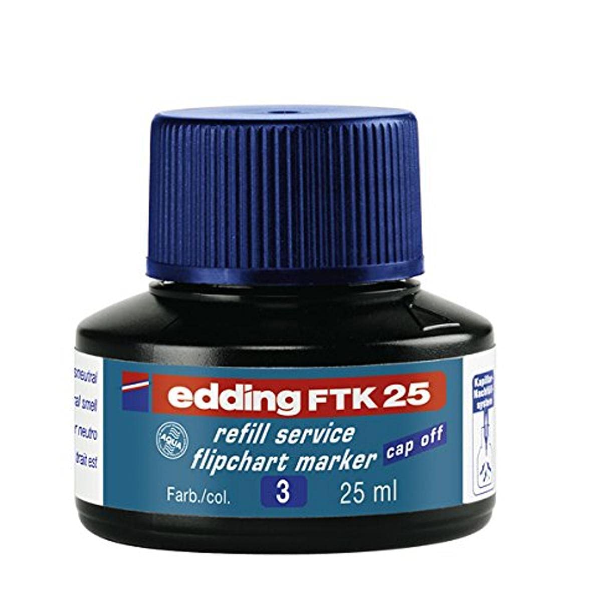 Edding FTK 25 Refill Ink - Blue - 25 Ml - with Capillary System Ideal for Clean and Uncomplicated Refilling of Almost All Edding Flipchart Markers