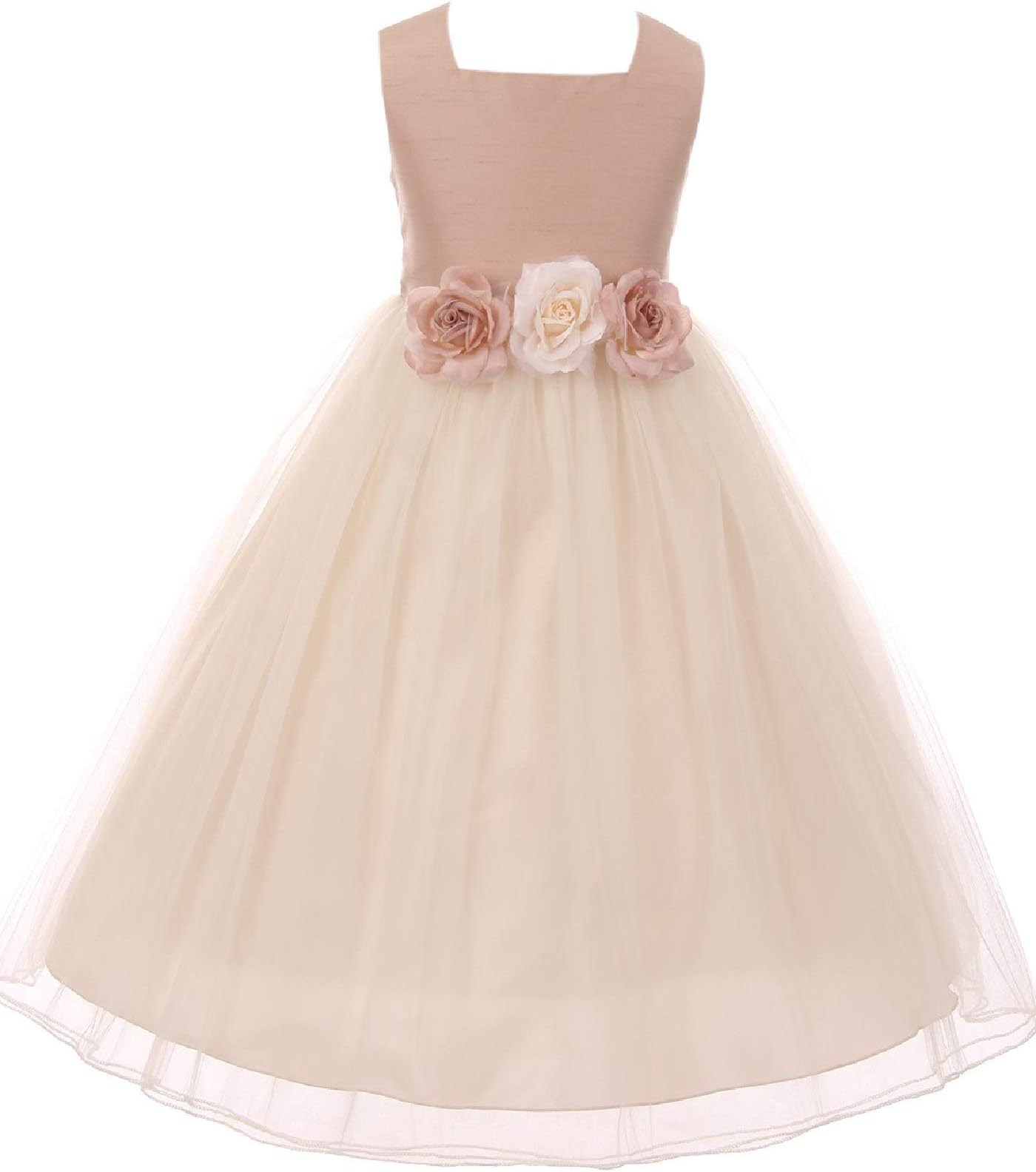 Classic Silk Bodice Elegant Waist Little Girl Graduation Flower Girls Dresses