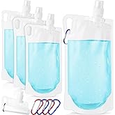 Maxdot 4 Pack 1L Collapsible Travel Water Bottles with Clip 33 oz Clear Foldable Water Pouch Container Bag for Hiking Backpacking Camping Travel Emergency