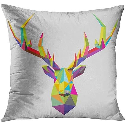 Amazon Com Throw Pillow Cover Colorful Polygonal Stag Head And