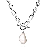 TEN MIRO 18k Gold Plated Plated Chunky Gold Plated Necklace for Women Sweatproof, Non Tarnish Chunky Statement Chain Necklaces Thick Gold Plated Paperclip Link Chain Necklace Stacks Toggle Clasp Necklaces