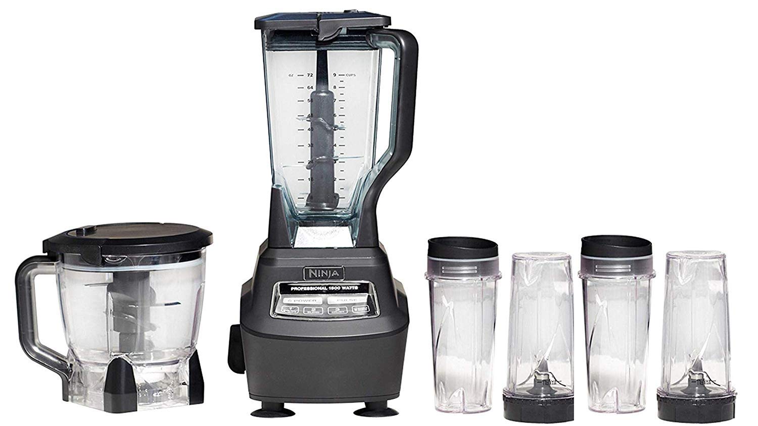 Mega Kitchen System (BL770) Blender/Food Processor with 1500W Auto-iQ Base, 72oz Pitcher, 64oz Processor Bowl, (4) 16oz Cup for Smoothies, Dough & More