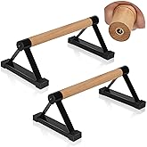 Wood push up bars Parallettes bars Anti-slip Handstand Bars for Calisthenics, Fitness, Floor workouts Solid Wood with Sturdy Metal Bracket, Support 500 lbs