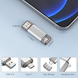 RAOYI 128GB USB C Dual Flash Drive USB 3.0 Type-C Memory Stick Sliver view 2