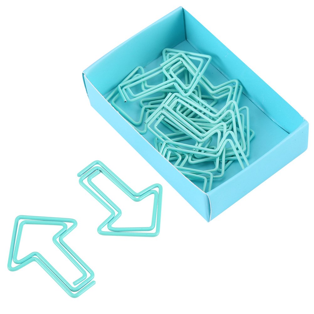 12pcs Arrowhead Shape Paper Clips, Creative Bookmark Marking Document Organizing Clip Paperclips Office Supplies(Light Blue)