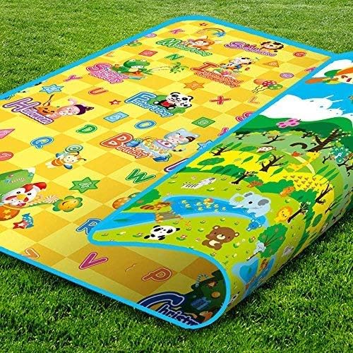 RuiHome Forest Animal Printed Reversible Baby Crawling Mat Toddler Educational Play Area Rug for Bedroom Playroom Nursery (79" x 71")