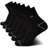 Calvin Klein Mens Quarter Socks - 6 Pack Performance Cushioned High Quarter Cut Athletic Socks for Men With Arch Support