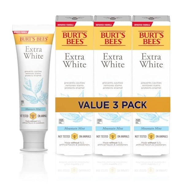 BURT’S BEES EXTRA WHITE TOOTHPASTE, FLUORIDE TOOTHPASTE, NATURAL...