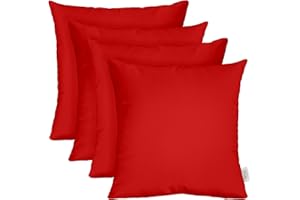 RSH DECOR: Sunbrella Square Throw Pillows Set of 4 | 20" x 20" | Water and Fade-Resistant Performance Fabric | Outdoor Pillow Covers with Down-Alternative Inserts | Canvas Jockey Red - Made in USA