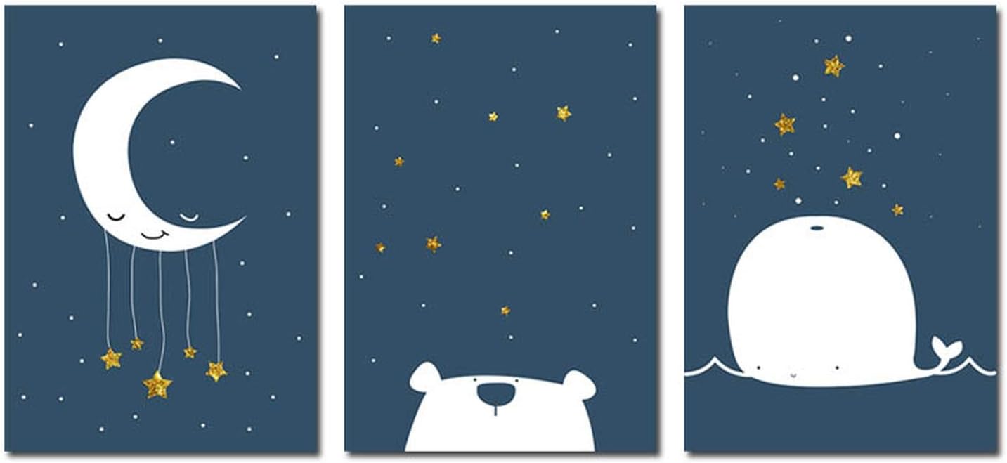 Ameublement Et Decoration Decoration Murale Napravi Rs Toile Murale Bebe Chambre Poster 21x30cm Unframed 3 Pcs Set Decoration Murale Minimaliste Dessin Anime Baleine Lune Tableau Decoratif Nordique Enfant Garcon