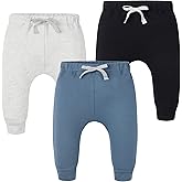 AIUI-HARNSBORN Baby 3 Pack Flexy Pants and Leggings, Infant Boys Girls Tapered Ankle Jogger Pants
