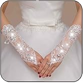 Latious Lace Wedding Gloves Fingerless White Bridal Gloves for Women and Bride