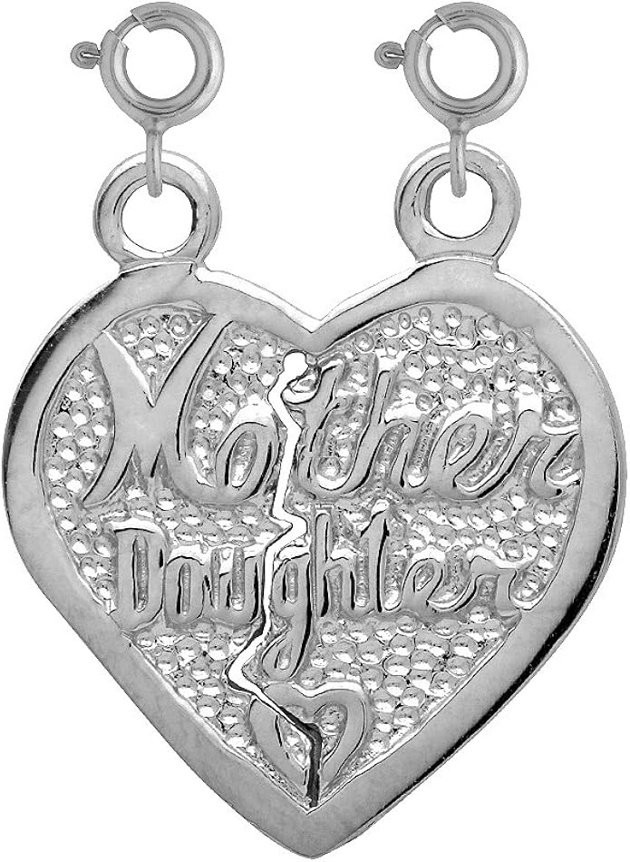 14K White Gold Breakable Heart Mother Daughter Necklace 21 mm Amazon