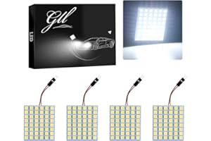 GLL Super White Energy-saving 5050 48-SMD LED Panel Dome Light Auto Car Interior Reading Plate Light Roof Ceiling Interior Wired Lamp+T10 BA9S Festoon Adapter-4pcs