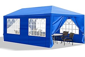 YTPPWN 10'x20'Party Canopy Tent, Outdoor Tent with 6 Removable Sidewalls, Waterproof Shelters Gazebo for BBQ, Birtheday Party, Wedding, Events, Backyard, Garden and Patio (10'X20'+6 Sides Blue)