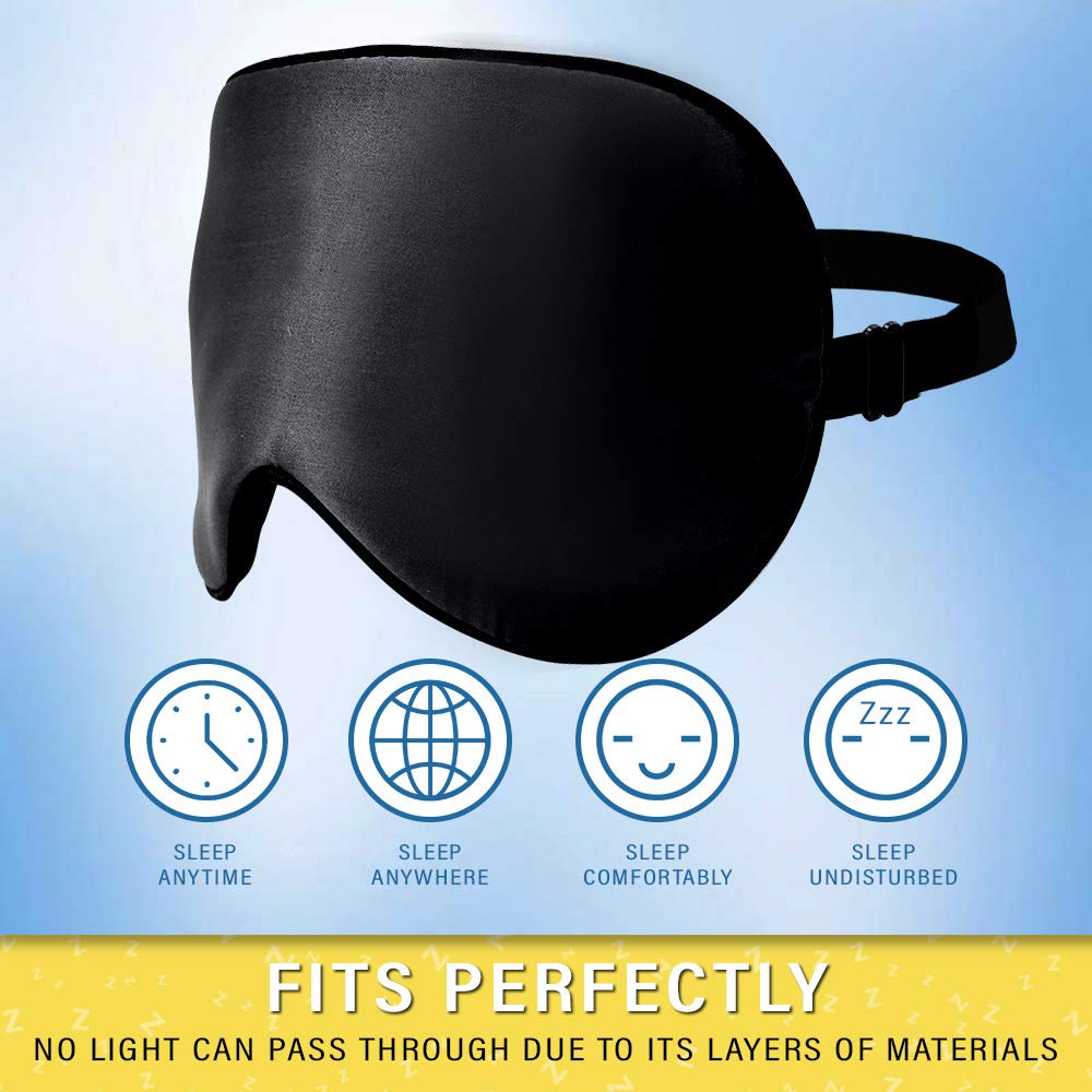 Jersey Slumber 100% Silk Sleep Mask For A Full Night's Sleep | Comfortable & Super Soft Eye Mask With Adjustable Strap | Works With Every Nap Position | Ultimate Sleeping Aid/Blindfold, Blocks Light : Beauty