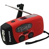 (Classic Creator) iRonsnow Solar Emergency NOAA Weather Radio Dynamo Hand Crank Self Powered AM FM WB Radios 3 LED Flashlight 1000mAh Smart Phone Charger Power Bank(Red)
