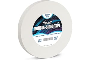 TSSART Ultra-Thin Permanent Double-Sided Tape - Double Sided Adhesive Sticky Tape for Arts, Crafts, Photography, Scrapbooking, Tear-by-Hand, Paper Backing - Acid Free 1/2Inch Wide 180FT Long