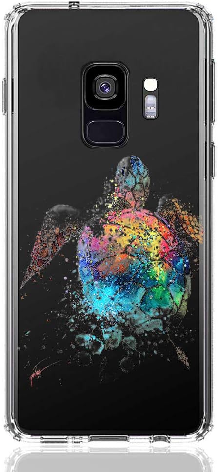 LEMONCOVER Phone Case Compatible with Galaxy S9 Case,Lovely Animal Colorful Pattern Soft Silicone Protective Shockproof Clear Cute Art Design Funny Bumper Back Cover for Samsung Galaxy S9, Sea Turtle