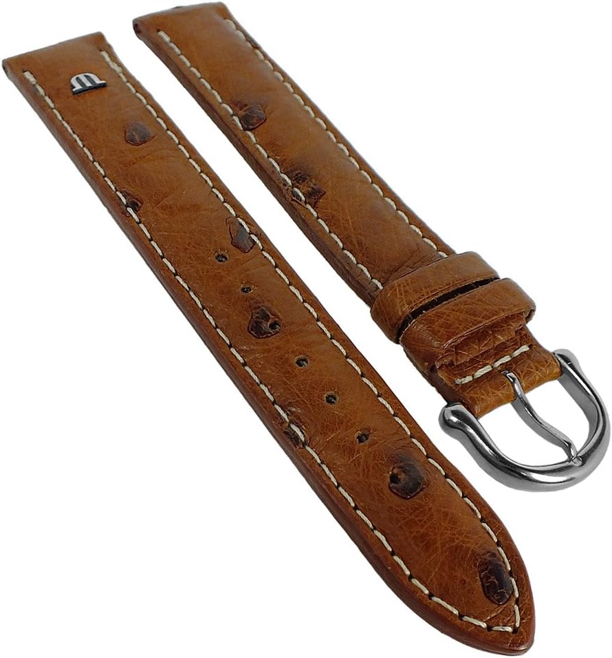 Maurice Lacroix XL Replacement Watch Strap Band Brown Ostrich 30554, Width 17 mm, Clasp Silver Bridge