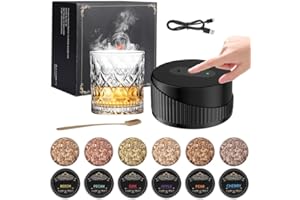 OKYUK Whiskey Smoker Kit, Electric Cocktail Smoker Kit with 6 Flavors Wood Chips, Rechargeable, No Butane Needed, Birthday Christmas Bourbon Whiskey Gifts for Men,Dad,Husband (Black)
