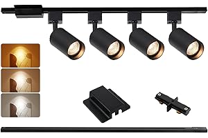 Hiiglxii 3-Color 4-Light LED Track Lighting Kit with 6.6FT H Track Lighting Rails & Canopy Connector, GU10 Dimmable Track Lig