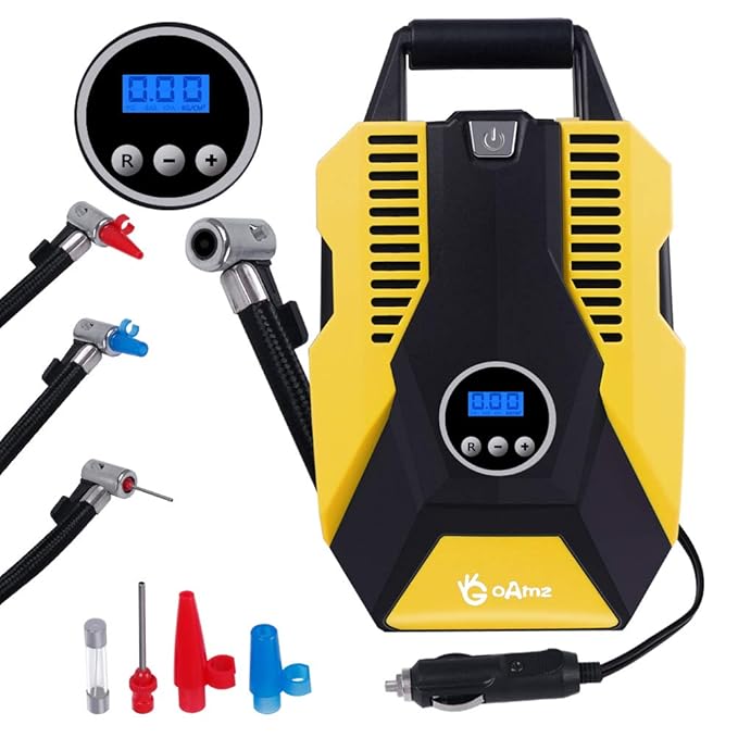 Auto Luftpumpe, GOAMZ 12V Luftkompressor Reifen Inflator Kompressor Digital Tragbare Kompressor mit LCD Bildschirm, Auto Reif